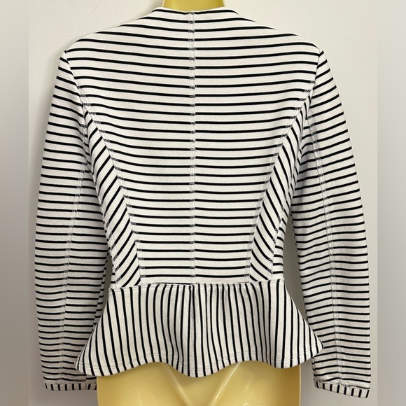 Zara White and Black Striped Full Zip Front Peplum Jacket size XS - Picture 2 of 12